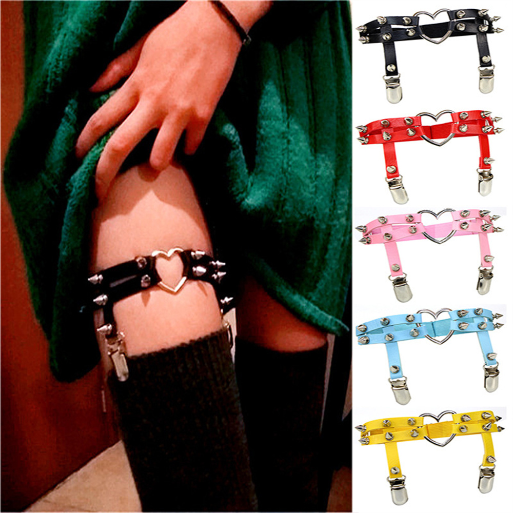 Garter Belt Set - 1 adet kadın Punk Goth kalp
