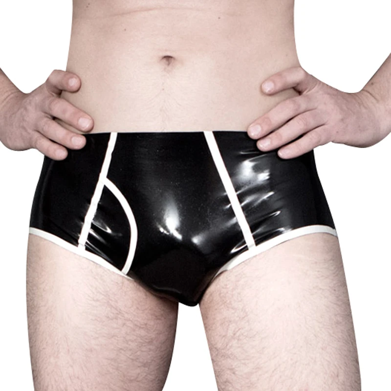 Boyshort Underwear - Parti Lateks Külot Çizgili Delikli Kauçuk